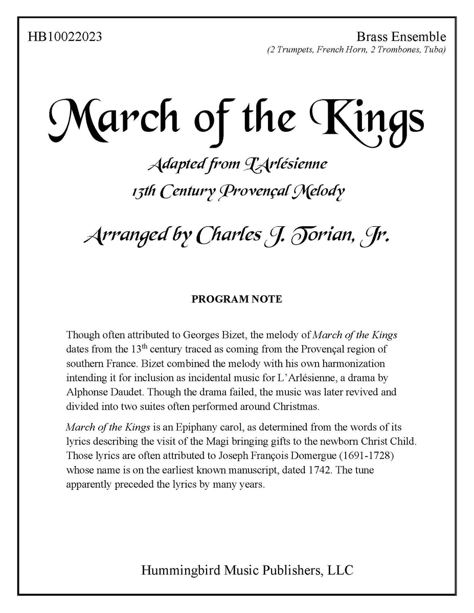 March of the Kings Christmas Music for Brass Ensemble Hummingbird